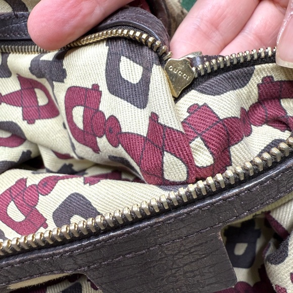 Gucci authentic Sherry Line open tote bag monogram brown canvas ribbon accents - Picture 13 of 16